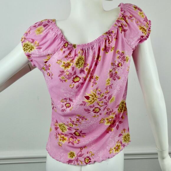 Vintage Medium Top Y2K Preppy Floral Pink Hyper Feminine Dainty Preppy Coquette - Picture 9 of 9